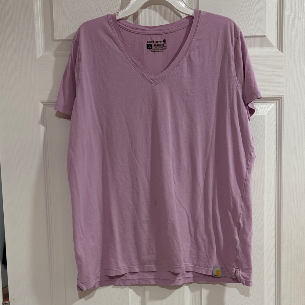 Carhartt Lavender V-Neck T-Shirt -  Has some stains